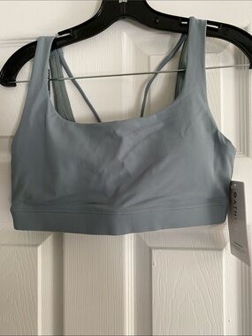 Athleta Dusty Blue/green Strappy Scoop Sports Bra